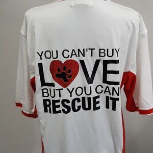 TONIX Animal Lover Red and White Tee Shirt with Graphics on Back